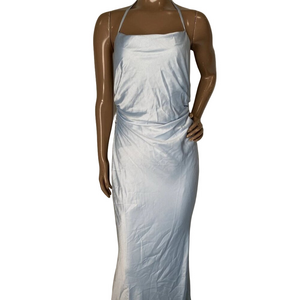 NEW BHLDN Women's Saylor Satin Maxi Dress Size S Sky Blue Cowl Neck Open Back